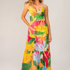 Tropical Multicolor Kamila Maxi Dress | NWT | Lavender Brown